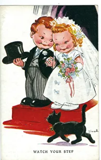 WW2 era - Comic Postcard - Watch your step WW2 era - Comic Postcard - Watch your step