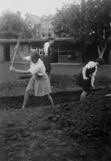 WW2 - Munich crisis - students digging trench at Lansdowne WW2 - Munich crisis - students digging trench at Lansdowne