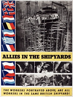 WW2 poster, Allies in the Shipyards WW2 poster, Allies in the Shipyards