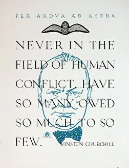 WW2 Print: Per Ardua Ad Astra, Winston Churchill Speech 1940