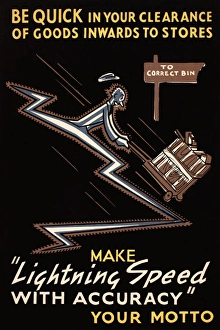 WW2 poster, Be quick in your clearance of goods WW2 poster, Be quick in your clearance of goods