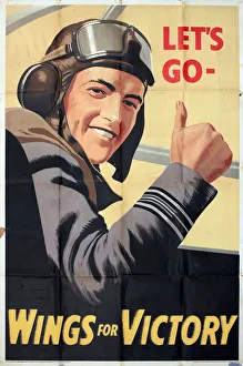 WW2 poster, Wings for Victory, Let's Go, National Savings. Date: circa 1944 WW2 poster, Wings for Victory, Let's Go, National Savings. Date: circa 1944