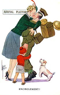 WW2 - Returning soldier is giving a fulsome welcome home WW2 - Returning soldier is giving a fulsome welcome home