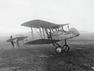Prints of An Airco DH2 De Havilland fighter biplane on an airfield during the First World War. It was a single-seater scout with a Gnome Monosoupape 100 horsepower engine. Date: 1915-1918 Airplanes And Aviation Prints: Airco DH2 De Havilland Biplane Print, WWI Aircraft 1915-1918