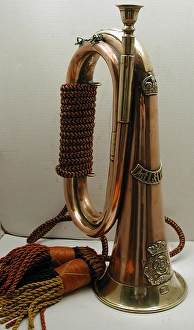 WWI bugle badge of Duke of Lancasters Own Yeomanry WWI bugle badge of Duke of Lancasters Own Yeomanry