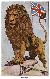WWI - The Lion Roused - British Propaganda postcard WWI - The Lion Roused - British Propaganda postcard