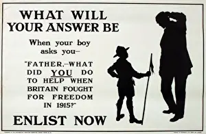 WWI Recruitment Poster Prints: WWI Poster, What Will Your Answer Be