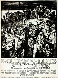 WWI Poster, Belgian & Allies Aid League WWI Poster, Belgian & Allies Aid League