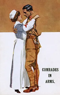 WWI - Wounded soldier in the arms of his nurse WWI - Wounded soldier in the arms of his nurse
