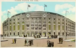 Baseball Stadium Prints: Yankee Stadium Baseball Park Print, New York 1930s