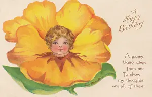 Children's Faces In Flowers Prints: Yellow Flower Faces