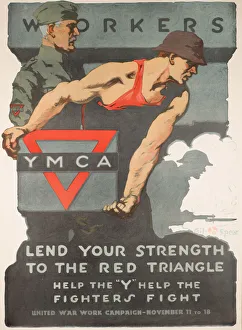 YMCA Poster, Lend Your Strength, WW1 YMCA Poster, Lend Your Strength, WW1
