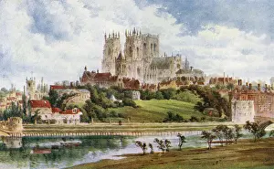 Prints of York and its Minster: distant view Date: 1908 York Prints: Distant View of York Minster Print, 1908