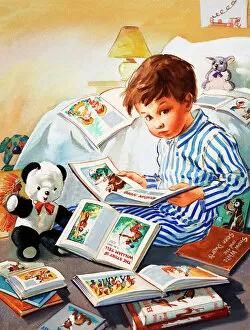 Images Dated 7th September 2006: Young Boy reading story books