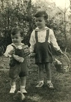 Easter Egg Collection Prints: Two young boys on an Easter egg hunt