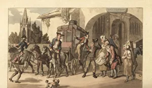 Young English gentleman arriving at a French posthouse Young English gentleman arriving at a French posthouse