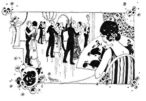 Young lady watching the couples dancing at a Grand Ball Young lady watching the couples dancing at a Grand Ball