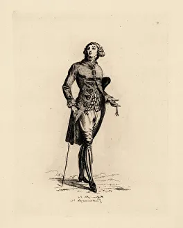 Young man in coat with oval buttons, era of Marie Antoinette Young man in coat with oval buttons, era of Marie Antoinette