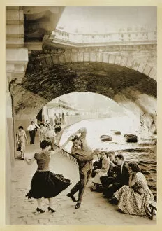 Related Images Collection: Young North Africans dancing on the Paris Quais
