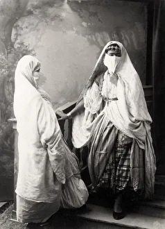 Young veiled North African women, probably Algeria/Tunisia Young veiled North African women, probably Algeria/Tunisia