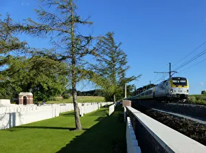 Ypres train passing Larch Wood CWGC Cemetery Ypres train passing Larch Wood CWGC Cemetery