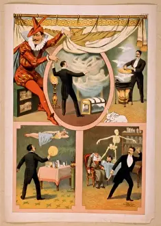 Vintage Magic Posters Prints: Zan Zig performing in four magic vignettes