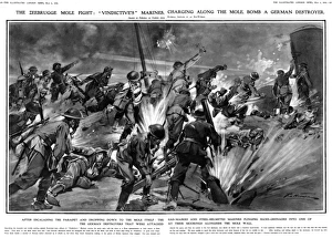 Zeebrugge mole fight: marines charging along the mole, 1918 Zeebrugge mole fight: marines charging along the mole, 1918