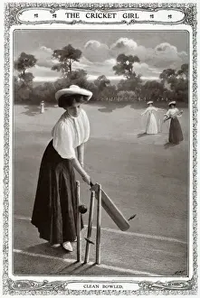 Zena Prints: Zena Dare Modelling Cricket Clothing, 1906 Print