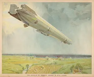 Zeppelin LZ-3 Print: Vintage Aviation Over German Countryside