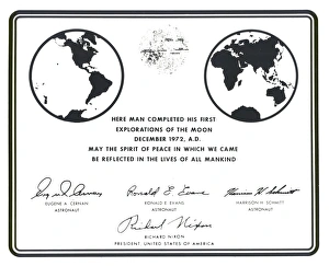 Replica of Plaque Left on Moon by Apollo 17 Astronauts Replica of Plaque Left on Moon by Apollo 17 Astronauts