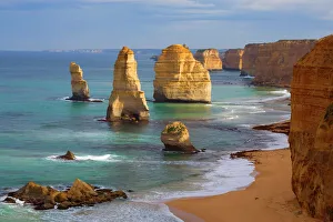 Twelve Apostles - morning at the sandstone rock formations Twelve Apostles - morning at the sandstone rock formations