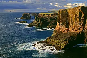 Rugged Coastline Images Prints: Basalt cliffs rugged basalt cliffs of Eshaness in last evening light Eshaness