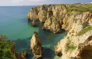 Ponta Da Piedade Cliffs Prints: Eroding cliffs, stacks and islets at Ponta da Piedade, near Lagos, Algarve, Portugal