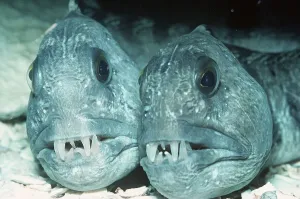 Prints of PM-6050 WOLF FISH - pair N. Atlantic Anarhicas lupus Pat Morris Please note that prints are for personal display purposes only and may not be reproduced in any way. W Prints: Wolf Fish Print - Pair, North Atlantic Species