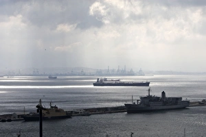 Gibraltar - cargo ships in the port Gibraltar - cargo ships in the port