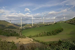 Images Dated 19th September 2005: Millau viaduct spanning the Tarn Gorge, southern France. At 336 metres the cable-stayed Viaduc de