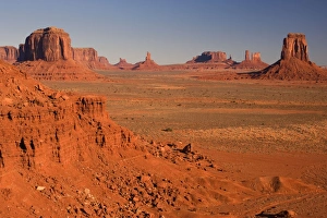 Monument Valley - panoramic view into Monument Valley with its famous sandstone buttes from the North Window Monument Valley - panoramic view into Monument Valley with its famous sandstone buttes from the North Window