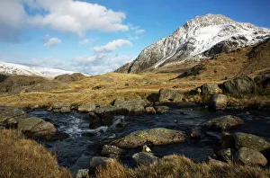 River Idwal with Tryfan covered in snow - March - Ogwen Valley River Idwal with Tryfan covered in snow - March - Ogwen Valley