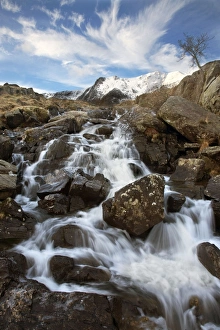 Waterfall in Idwal River below Twll Du or Devils Kitchen Waterfall in Idwal River below Twll Du or Devils Kitchen