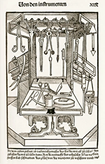15th century surgical equipment, artwork 15th century surgical equipment, artwork