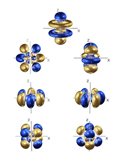 Atomic Structure Model Prints: 5f electron orbitals, general set