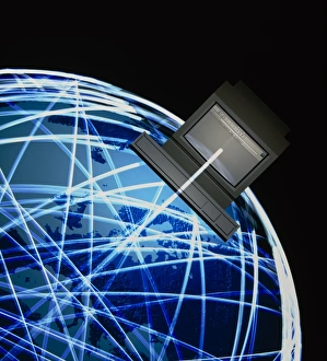 Abstract artwork of the Internet around the Earth Abstract artwork of the Internet around the Earth