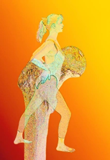 Abstract artwork of osteoporosis affecting woman Abstract artwork of osteoporosis affecting woman