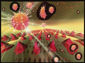Abstract computer graphic of a viral attack Abstract computer graphic of a viral attack
