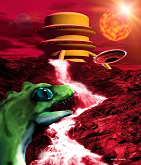 UFO Prints: Alien Landscape Print