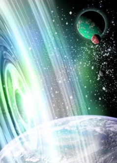 Space Exploration Illustrations Prints: Alien planets and space warp, artwork