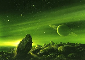 Saturn Prints: Alien Ringed Planet Print
