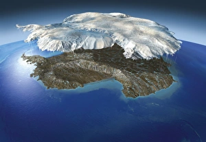 Antarctic Peninsula Geography Prints: Antarctic continent and ice cap, artwork