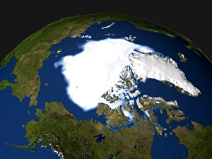 Climate Change Images Prints: Arctic ice minimum extent, 2005
