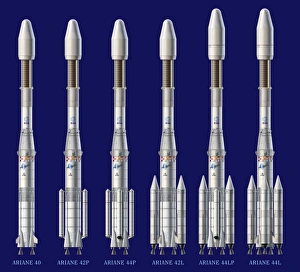 Space Shuttle Prints: Ariane 4 Rocket Versions Print